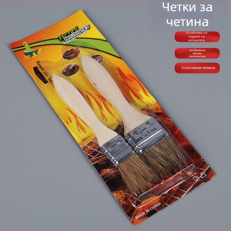 Четка за барбекю със свинска четина, дървена дръжка, опаковка 100 бр.