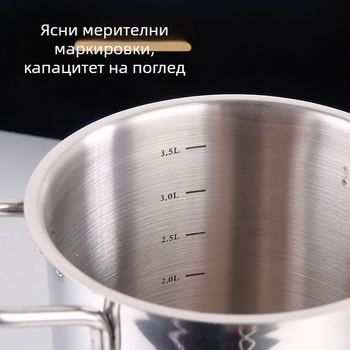 Мултифункционална тенджера с цедка, от 304 неръждаема стомана, с трислойно дъно, капак от закалено стъкло, подходяща за индукционни плотове