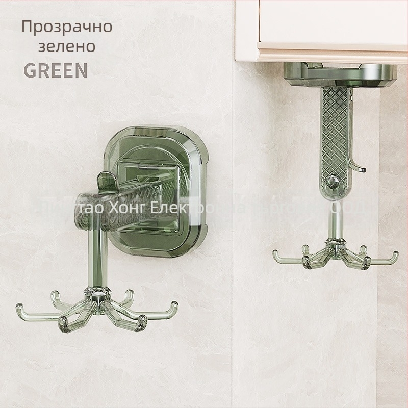 Вакуумен закачалник с шест щипки, въртящ се на стената, за кухня и баня, 1 бр, материал PC + неръждаема стомана, товароподемност до 5 кг, пуснат през 2024 г.