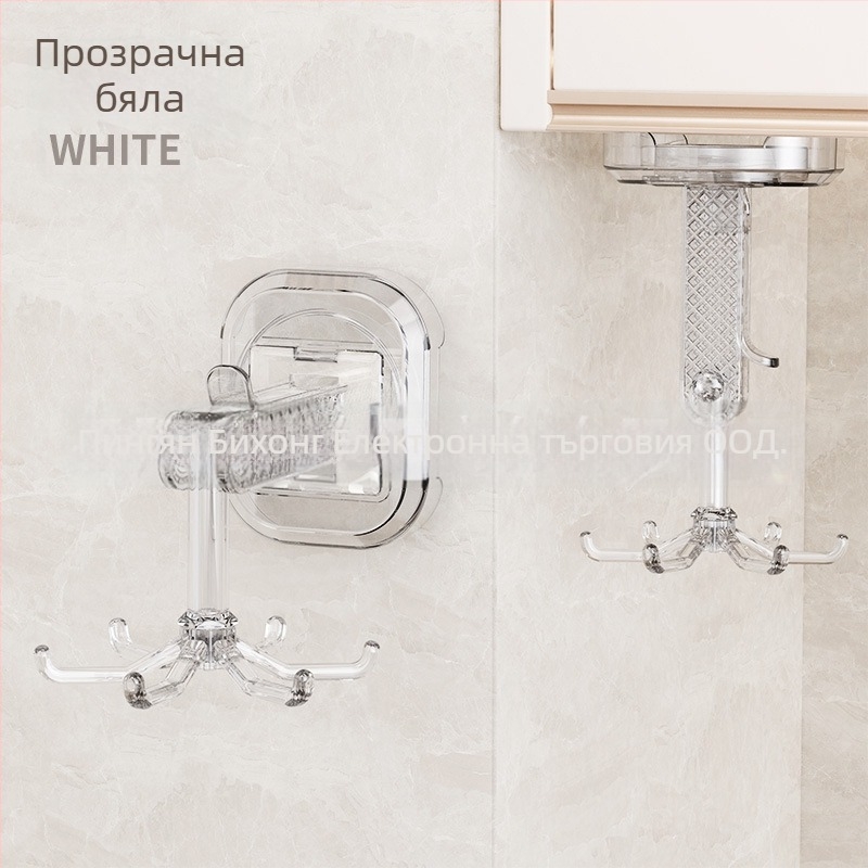 Вакуумен закачалник с шест щипки, въртящ се на стената, за кухня и баня, 1 бр, материал PC + неръждаема стомана, товароподемност до 5 кг, пуснат през 2024 г.