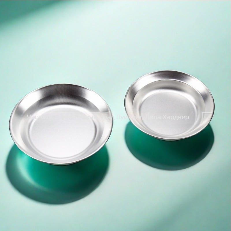 Къмпинг чиния от 304 неръждаема стомана – преносима, двойно предназначение, модел oml-0008, за едно лице, с печатано лого