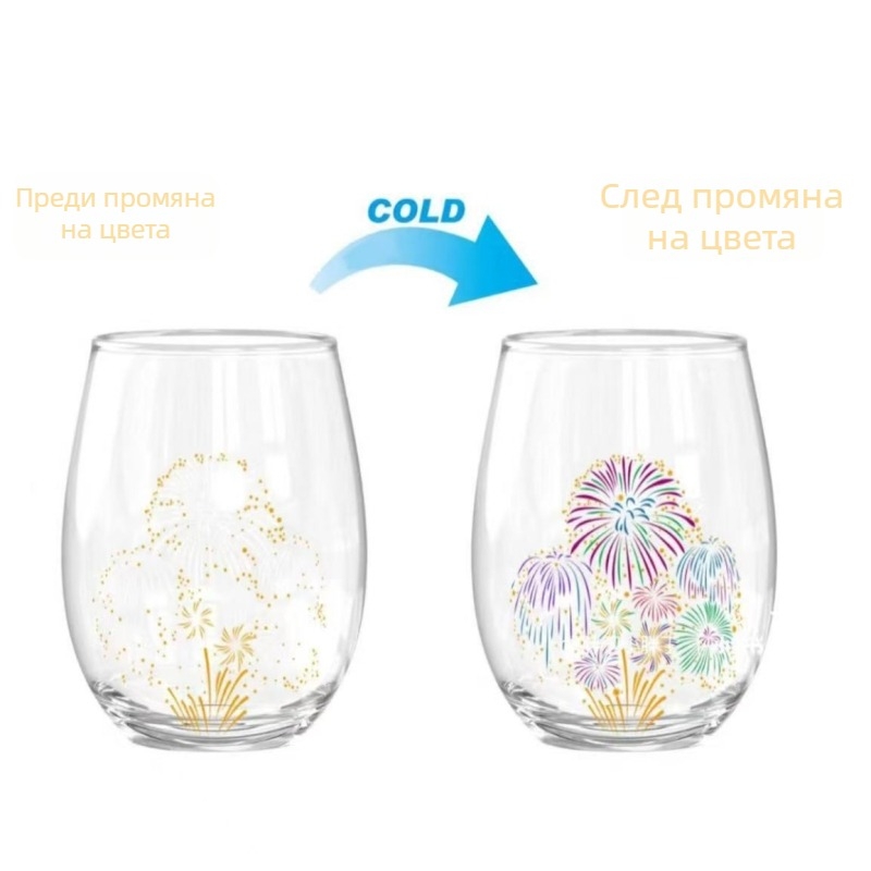 Тип: Шот чаша; Форма: яйцевидна; Материал: боросиликатно стъкло; Функция: промяна на цвета; Изработка: ръчно духано