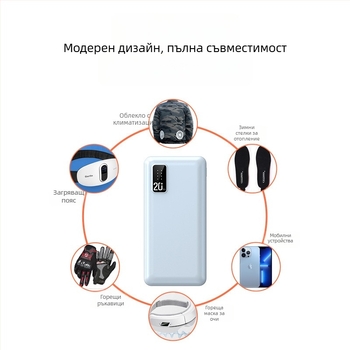 Външна батерия 20000mAh, модел U68, QC 2.0, вход 5/12В, изход 10W