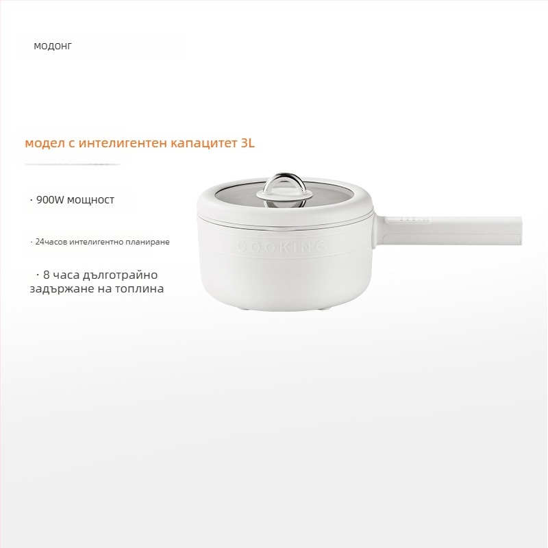 Електрическа готварска тенджера, капацитет 2,1–4 л, микрокомпютърно управление, 2-слойна конструкция, вътрешен съд от други материали, изолация, таймер, бързо пара