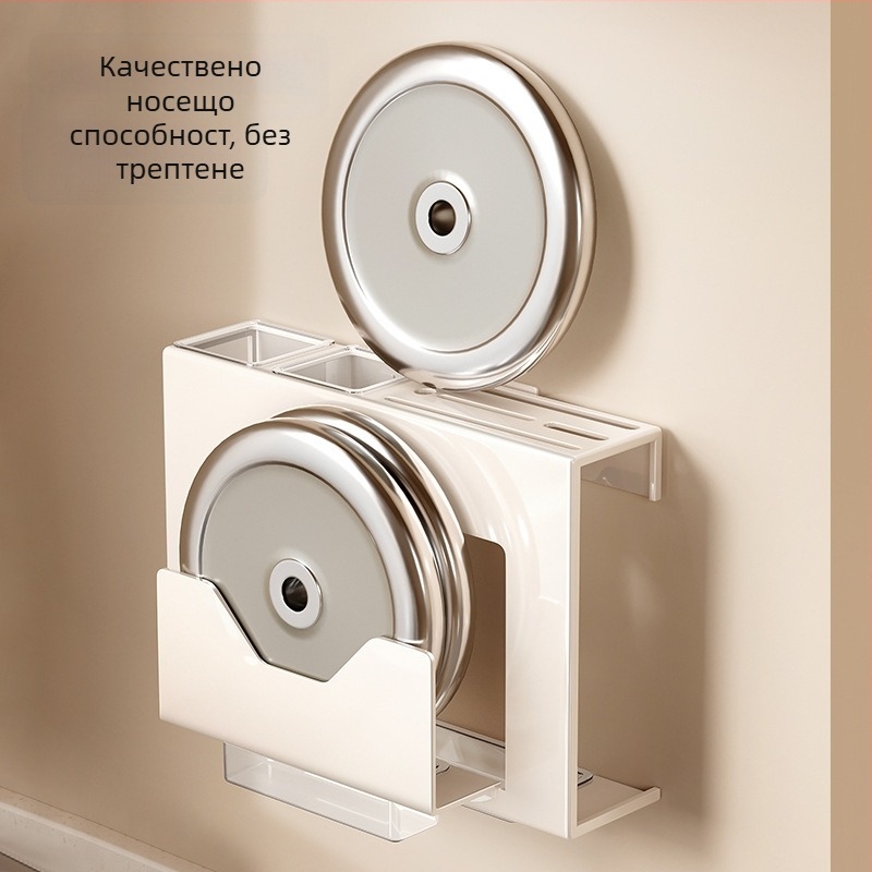 Стенно монтиран държач за ножове и кухненски органайзер – мултифункционален, с дъска за рязане и държач за пръчици, от въглеродна стомана, модерен минималистичен дизайн