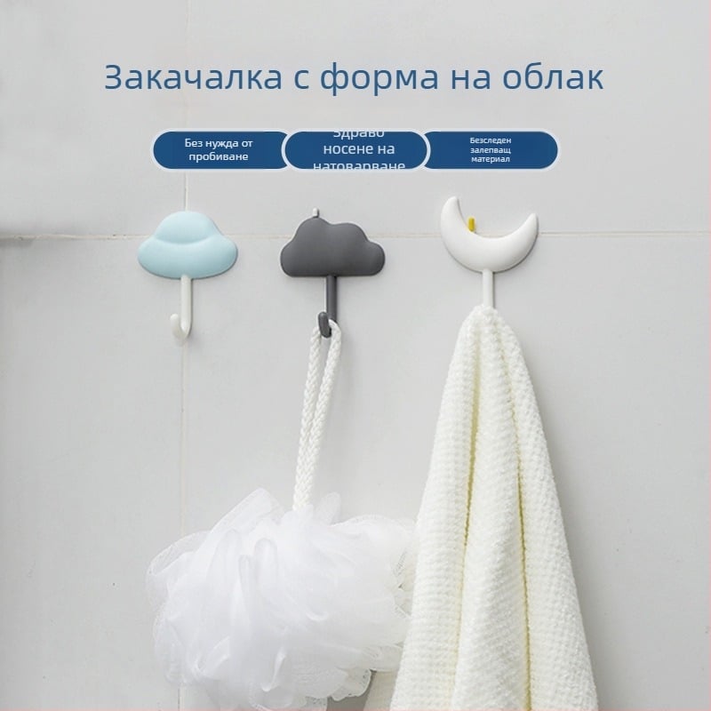 Кука за стена със силна лепяща лента, без пробиване, тежък товар за баня и кухня; Материал: ABS + PVC + меко лепило; Тегло: 0.054 kg; Производство чрез инжекционно формоване