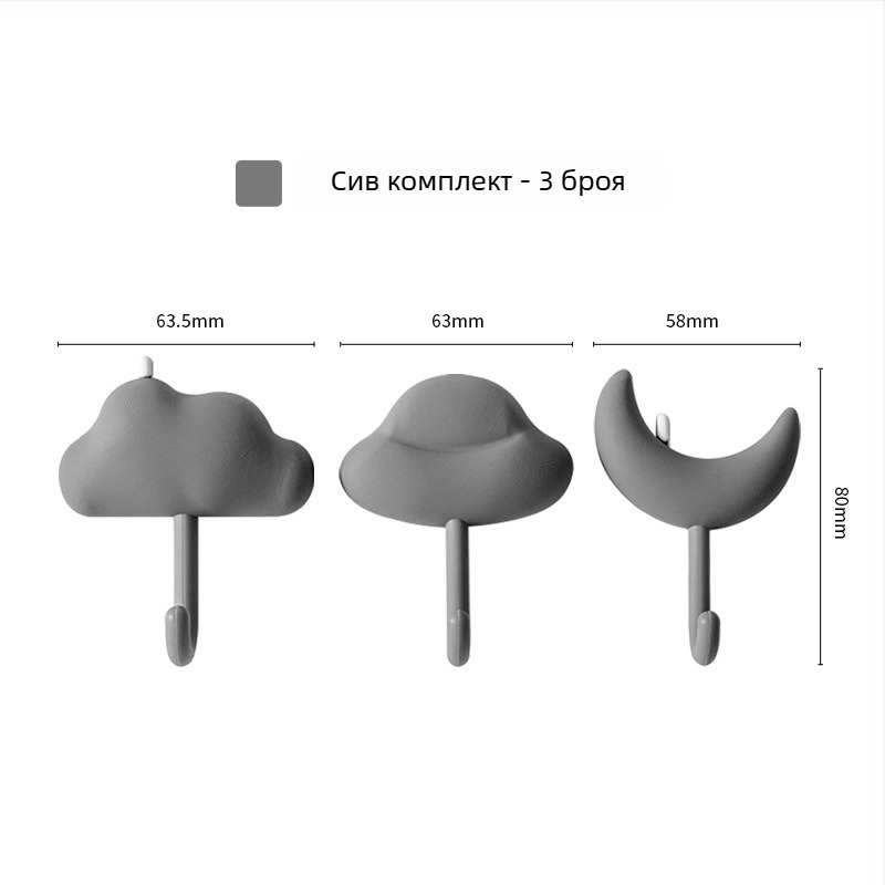 Кука за стена със силна лепяща лента, без пробиване, тежък товар за баня и кухня; Материал: ABS + PVC + меко лепило; Тегло: 0.054 kg; Производство чрез инжекционно формоване