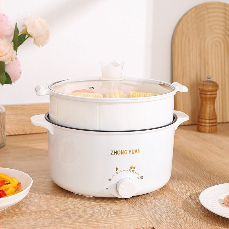 Електрическа мултифункционална тенджера за готвене, голям капацитет, 800 W, функции: пара, пържене, варене, задушаване, 3–4 л, вътрешен съд от неръждаема стомана