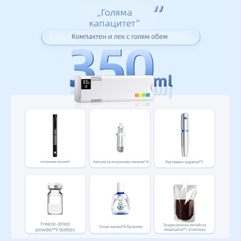 Полупроводников автомобилен хладилник, капацитет до 5 л, тегло 1 кг, мощност 12 W, захранване 5 V, работна температура 0–18 °C