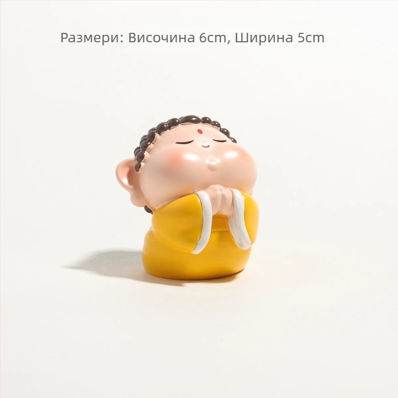 Декоративна бюро фигурка: Амитабха Буда и Бог на богатството, смолна, сладък стил, подарък за рожден ден на съученик