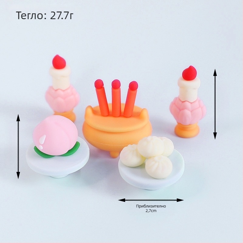 Декоративна бюро фигурка: Амитабха Буда и Бог на богатството, смолна, сладък стил, подарък за рожден ден на съученик