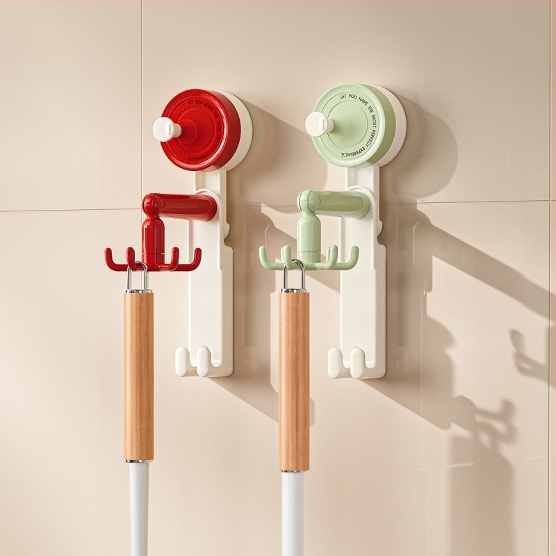 Late wind ABS стенен кухненски органайзер с вакуумна чашка, въртящи се шест зъби за съдове и прибори, тегло 83.5 g