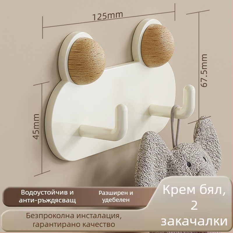 Жаба-форма стенна закачалка за баня — лепяща, без пробиване; метал: желязо; водоустойчива и ръждоустойчива; тегло 0.5 кг