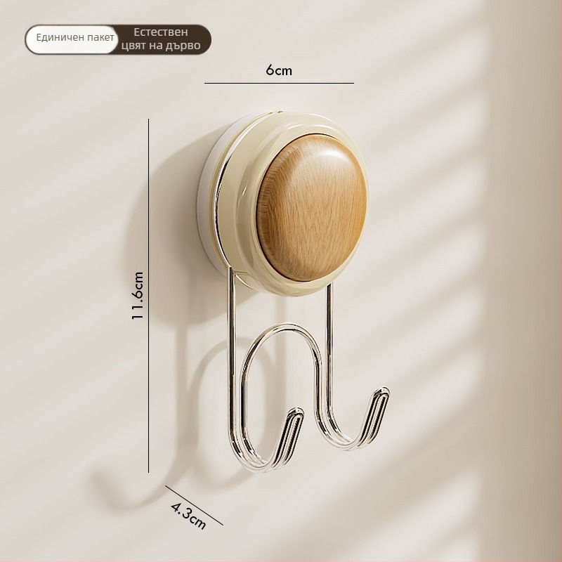 Кухненска вакуумна кука за дъска за рязане, без пробиване, двойна кука, неръждаема стомана, стенен монтаж, максимална носимост 5-10 кг