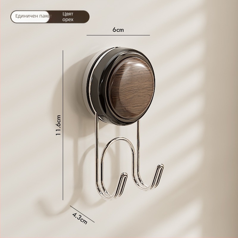 Кухненска вакуумна кука за дъска за рязане, без пробиване, двойна кука, неръждаема стомана, стенен монтаж, максимална носимост 5-10 кг