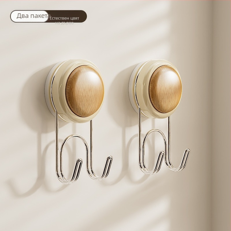 Кухненска вакуумна кука за дъска за рязане, без пробиване, двойна кука, неръждаема стомана, стенен монтаж, максимална носимост 5-10 кг