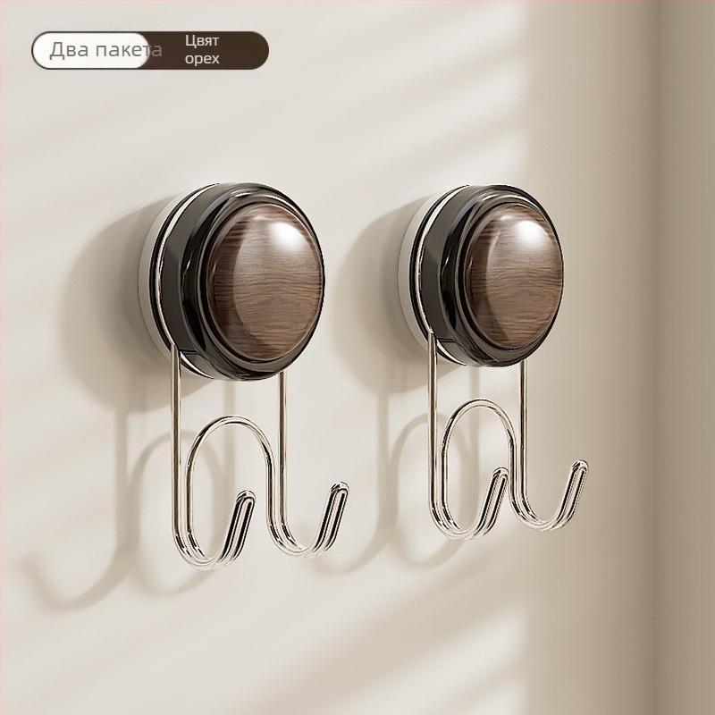 Кухненска вакуумна кука за дъска за рязане, без пробиване, двойна кука, неръждаема стомана, стенен монтаж, максимална носимост 5-10 кг