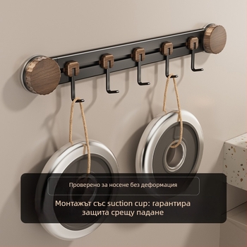 Вакуумна закачалка за кухненски прибори, стенно монтирана, метална конструкция, много куки, носимост 3-5 кг