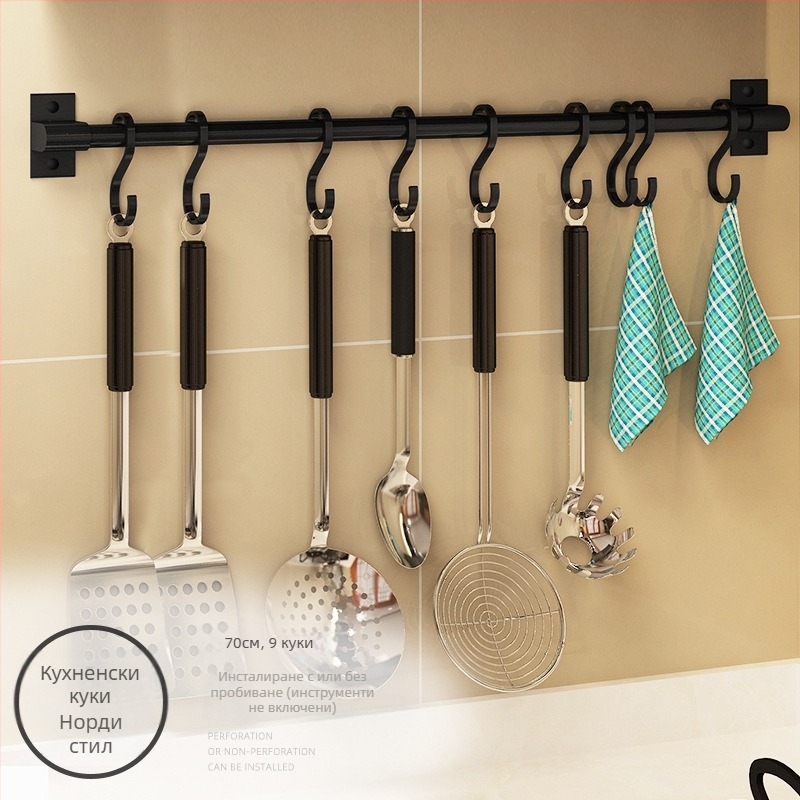 Кухненски стенен безпробивен държач за закачане и поставка за дъска за рязане — Rosie, Space Aluminum, модерен стил, модел Paragraph A