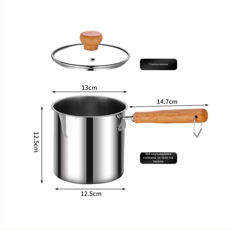 304 неръждаема стомана – Тиган за пържене със кошница за пържене, изключително дебел фритюрник за пържене и варене, дълбочина 12,5 см