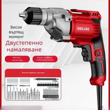 Електрическа ръчна дрелка – литиево-йонна батерия, патрон с бърза смяна, пробиване в дърво и композитни материали, напред/назад