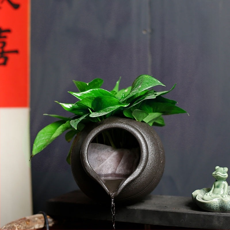 Керамичен комплект за циркулация в аквариум с водна помпа и декоративен воден камък, глазирана повърхност, пасторален стил, марка Juzheng; възможност за частна марка