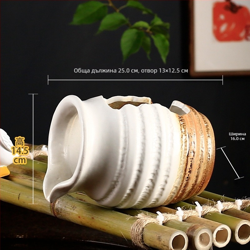 Керамичен комплект за циркулация в аквариум с водна помпа и декоративен воден камък, глазирана повърхност, пасторален стил, марка Juzheng; възможност за частна марка