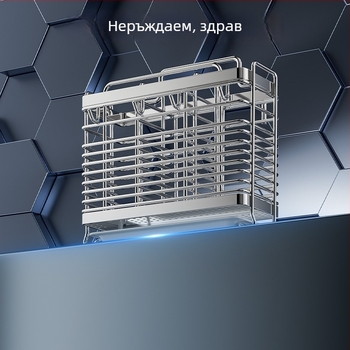 Неръждаем стоманен държач за пръчки с интегриран държач за ножове — стенен или настолен, против мухъл, с вентилиран дренаж