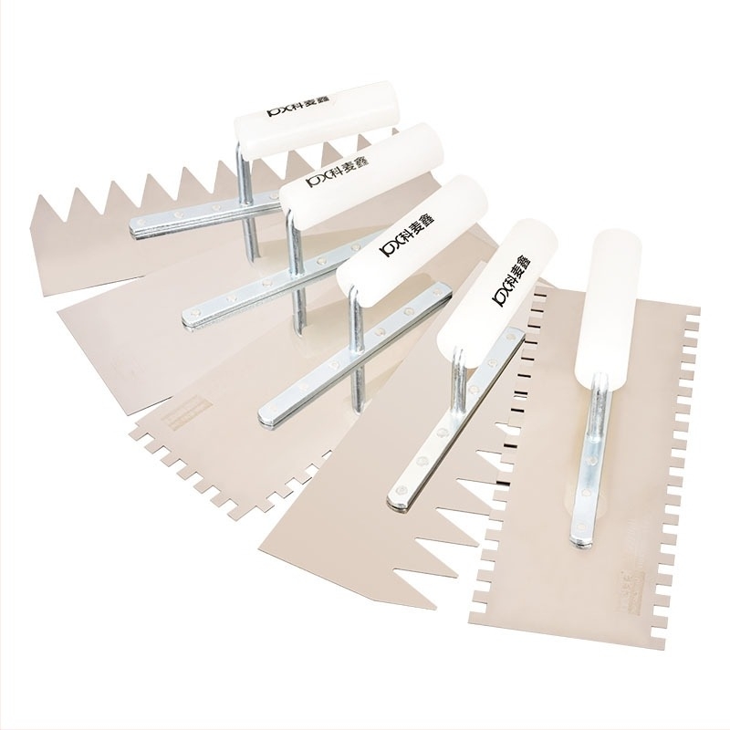 Неръждаема стомана зъбчата шпатула за мазилка, плосък тип нож, марка Kemaixin