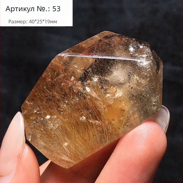 Кристално украшение, титанов кристал, полирана многостенна фигура, необработан камък