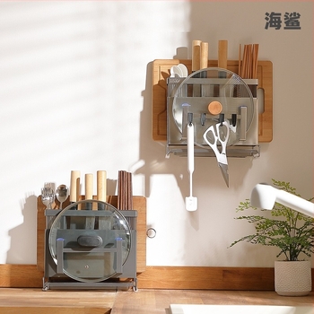 Държач за ножове и поставка за дъски за рязане от неръждаема стомана, кухненски плот, мобилен, без монтаж