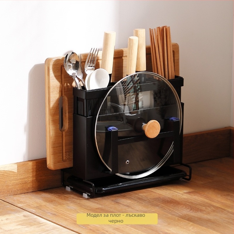 Държач за ножове и поставка за дъски за рязане от неръждаема стомана, кухненски плот, мобилен, без монтаж