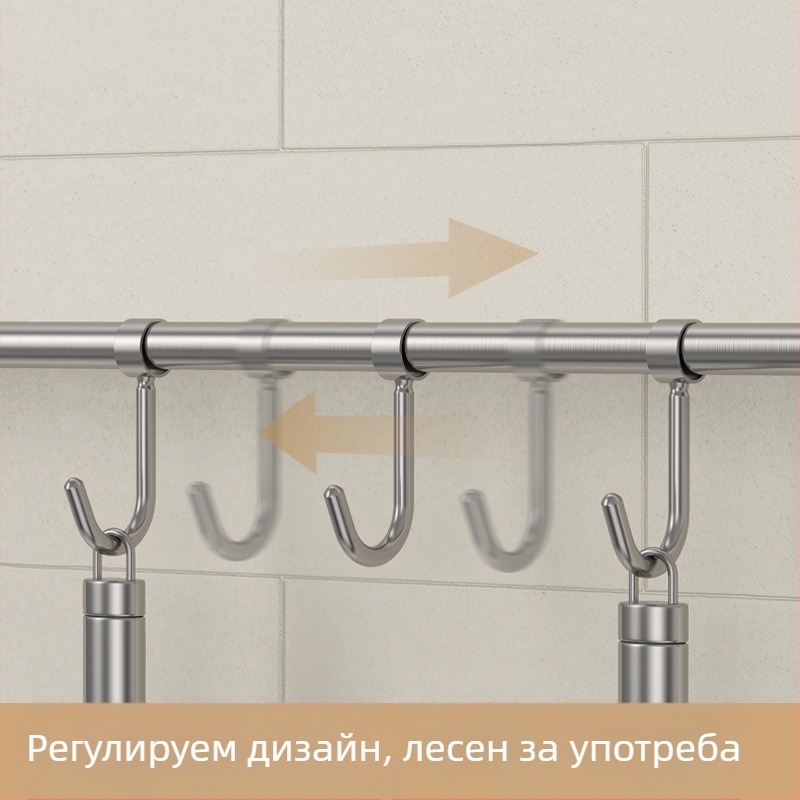 Кухненски държач за прибори от неръждаема стомана — стенен монтаж, матова шлифована повърхност, единична релса