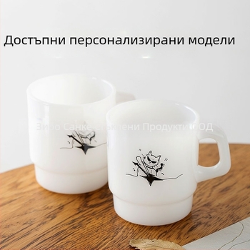 Корейски стил термоустойчива стъклена чаша с дръжка, ръчно изпичана цилиндрична форма, 300 г