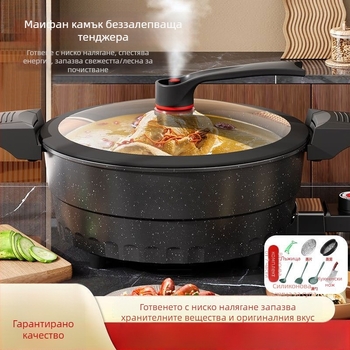 Електрическа мултифункционална тенджера с незалепващо покритие и стъклен капак, 1400W, 220V, алуминиева сплав