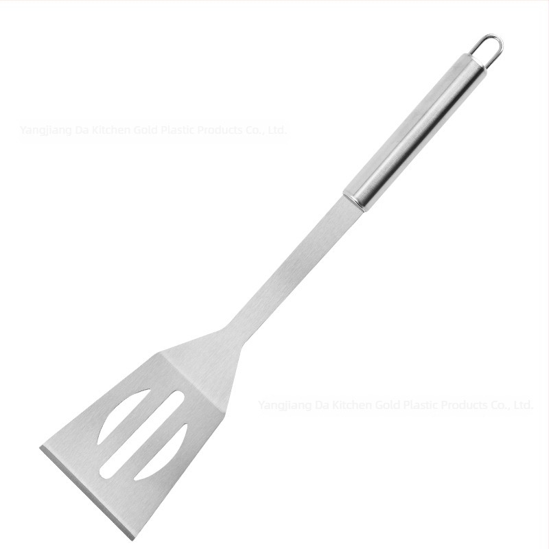 Комплект за барбекю от неръждаема стомана с дървена дръжка — нож, щипки, четка, вилица и шпатула; модерен минималистичен стил