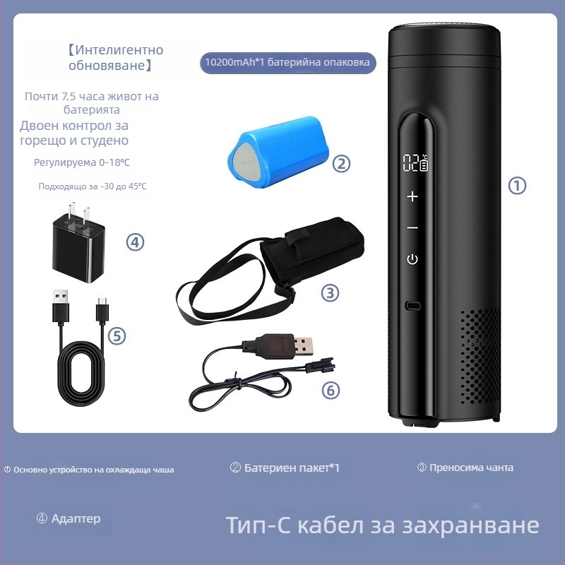 Термоелектричен автомобилен хладилник, портативен и презареждащ се (обем до 5 л, мощност 10W, охлаждане до 2°C, отопление до 18°C)