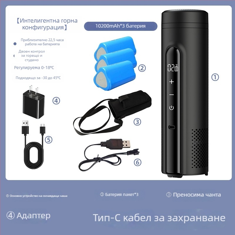 Термоелектричен автомобилен хладилник, портативен и презареждащ се (обем до 5 л, мощност 10W, охлаждане до 2°C, отопление до 18°C)