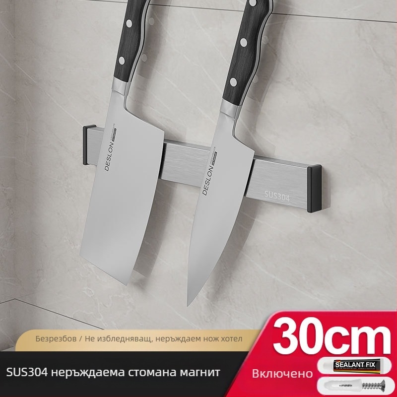 Магнитен държач за ножове от неръждаема стомана, стенен, без монтаж