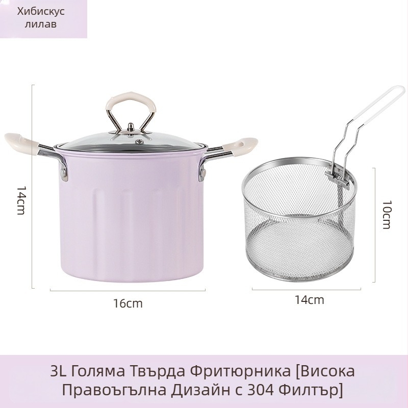 Многофункционална тенджера за пържене и варене, стъклен капак, неприлепващо покритие, пречистено желязо, модел NYZGD