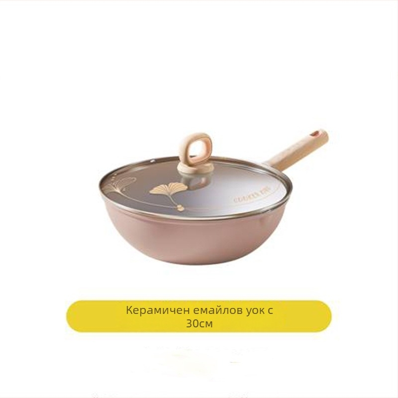 Cooker King вок тиган - незалепващ, плоско дъно, от алуминиева сплав, серия Pottery Crystal, съвместим с индукционни и газови плити