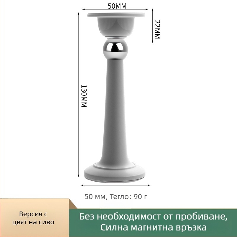 Стопер за врати – магнитен стопер за врати, PP материал, стенен монтаж, електроплатирано покритие, модерен минималистичен дизайн