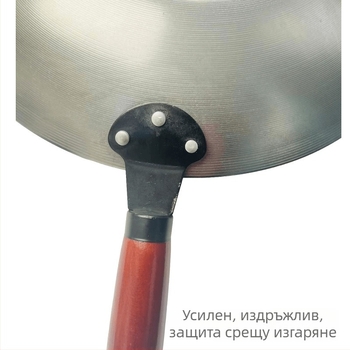 Уок от неръждаема стомана, незалепващо покритие, модел 35-40, еднослойно дъно, универсална печка