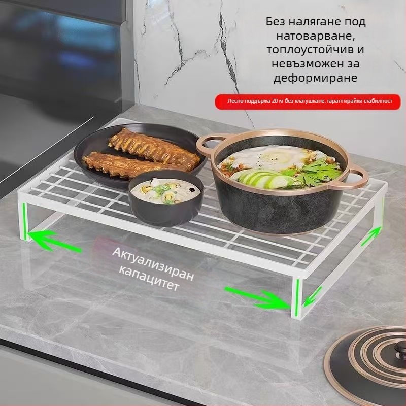 Кухненски рафт за котлон, стенен монтаж, въглеродна стомана, прост и модерен стил, без монтаж