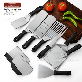 Комплект лъжички и шпатула от неръждаема стомана с термоустойчиви PP дръжки