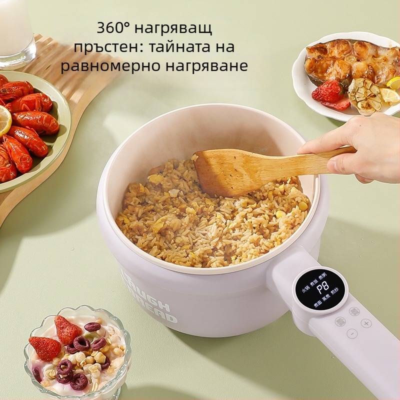 Електрическа мултифункционална тенджера за общежитие с керамично вътрешно казанче, микрокомпютърно управление, изолация и програмиране, двуслойна конструкция