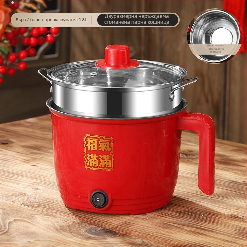 Електрическа готварска тенджера CW-1.8, неръждаем вътрешен съд, механично управление с бутони, двуслойна конструкция, капацитет 1.8 л, вградена функция за почистване