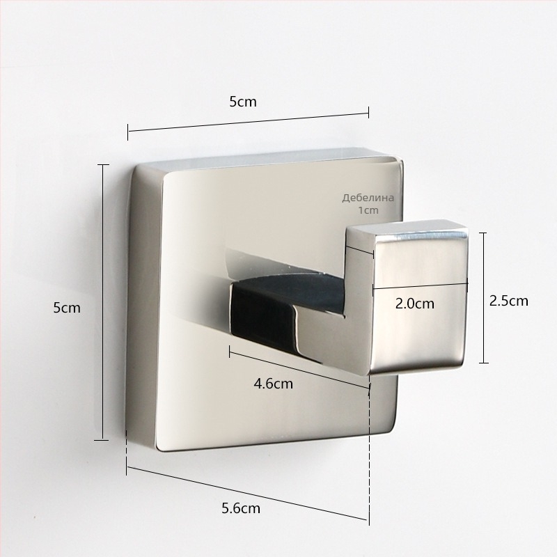 Закачалка за палто от неръждаема стомана, стенна за баня, 5 кг товар, шлифована повърхност, модерен минималистичен дизайн