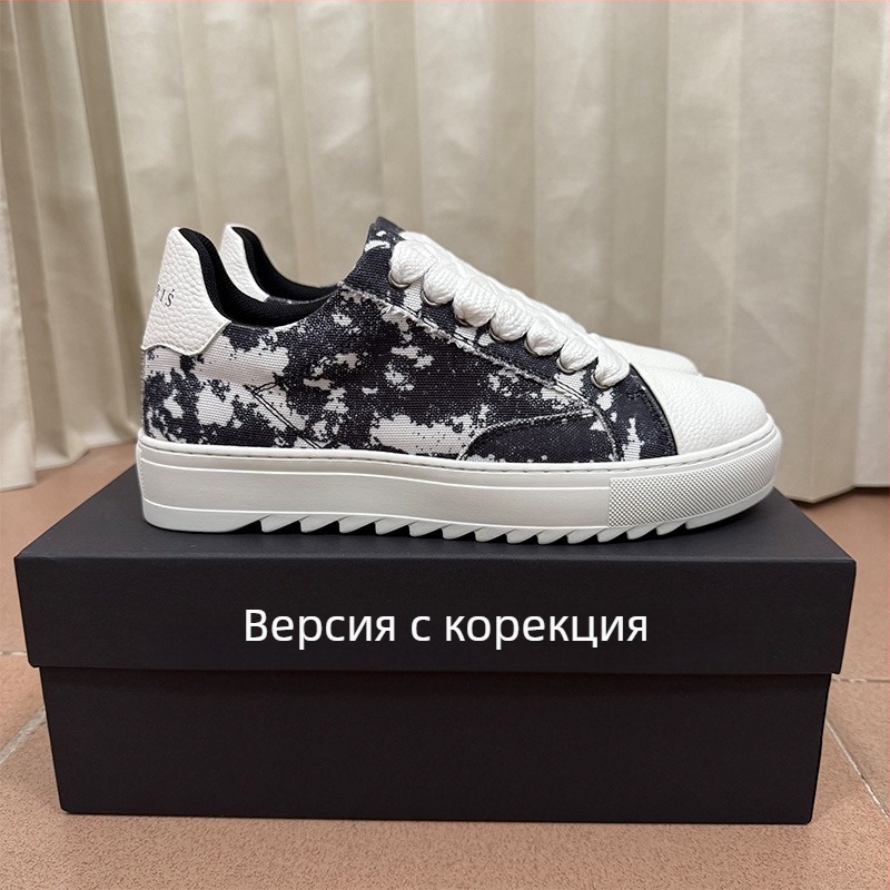Спортно-елегантни обувки за мъже и жени, с дебел под, връзки, платнен горен, гумена подметка, PU стелка