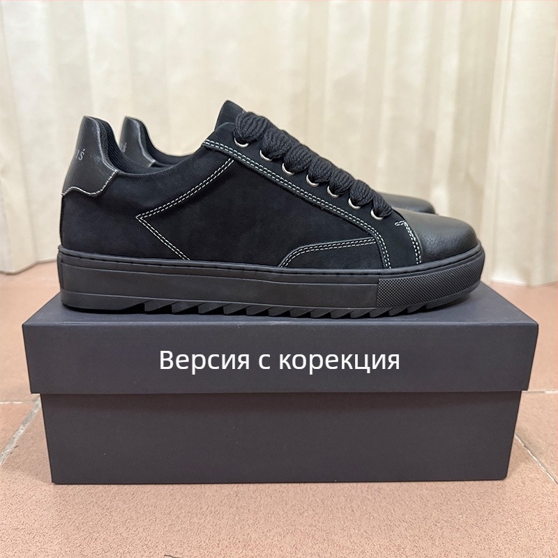 Спортно-елегантни обувки за мъже и жени, с дебел под, връзки, платнен горен, гумена подметка, PU стелка